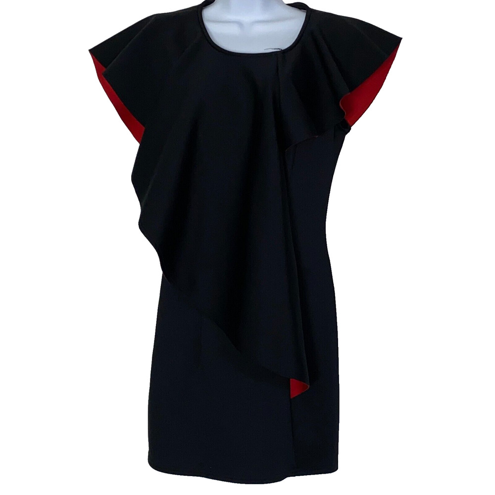 Rehab Woman's Size Medium Black Red fit & flare dress